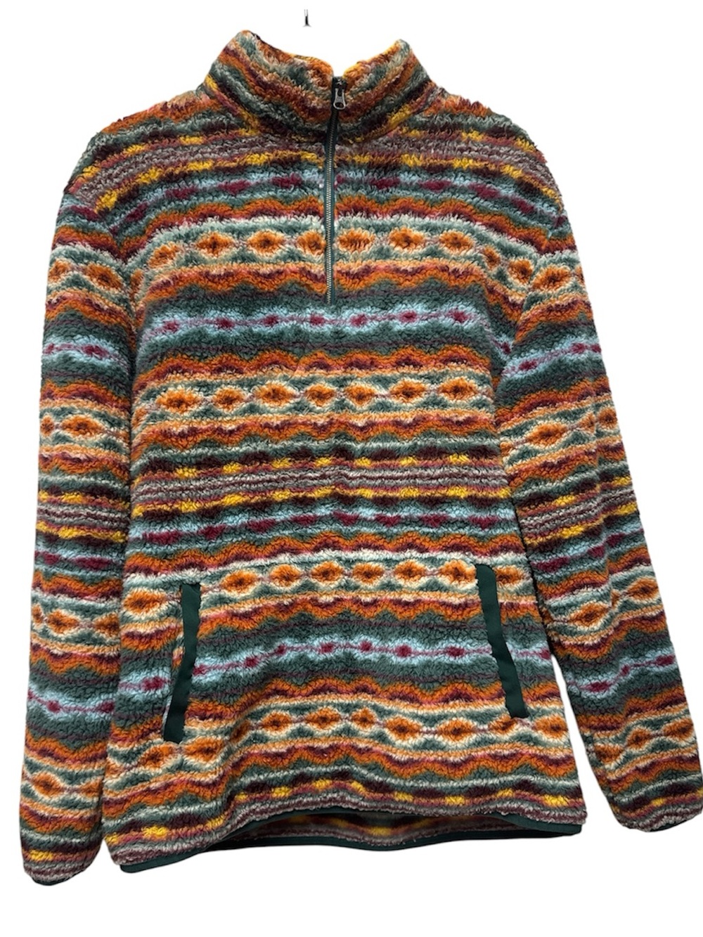 Rockin C Western Wear Multicolor Soft Fleece 1/4 Zip Jacket Size M Rodeo Country